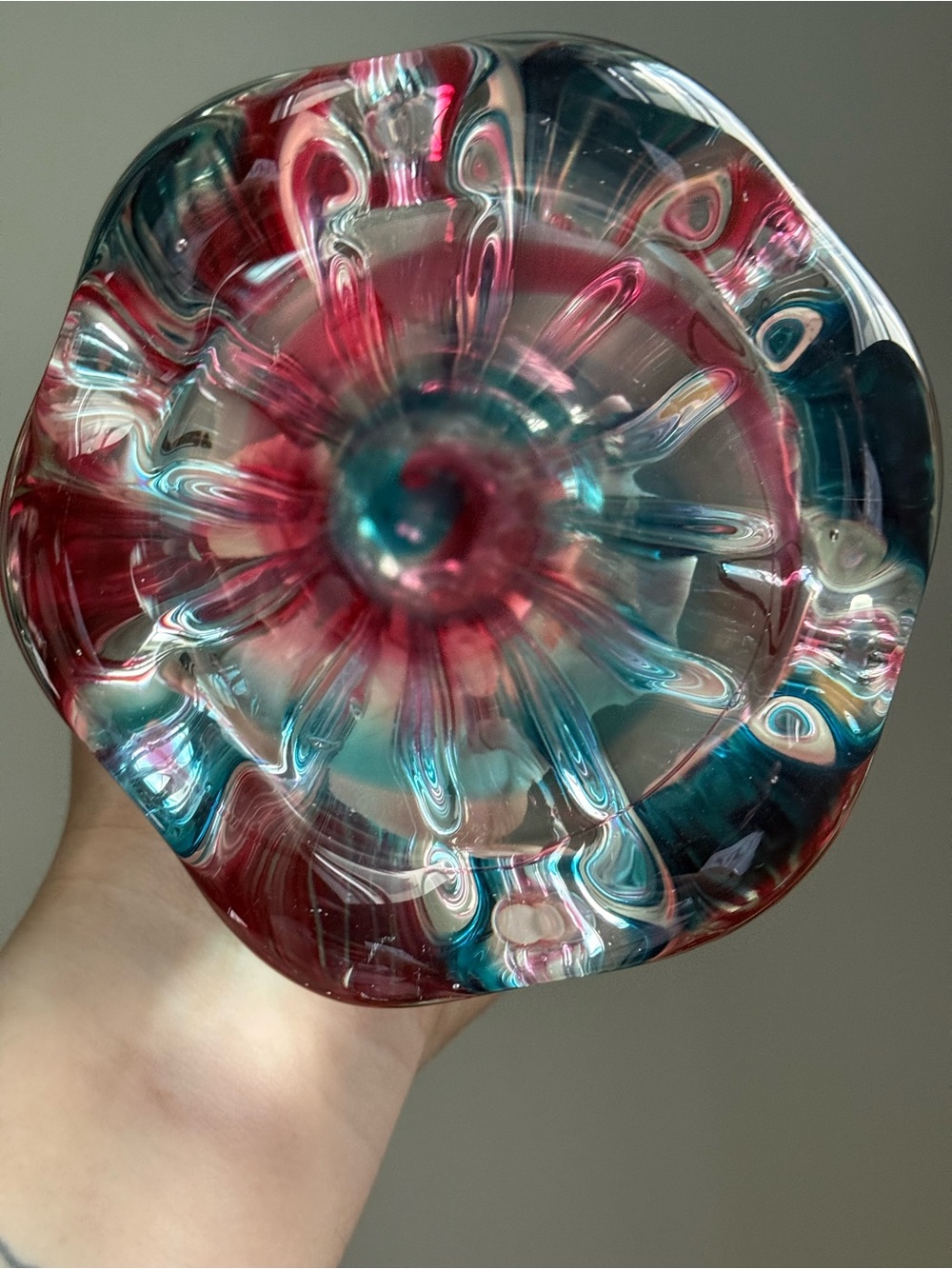 Vintage c1960s Sanyu Japanese Fantasy Swirl Somerso Style Art Glass Vase